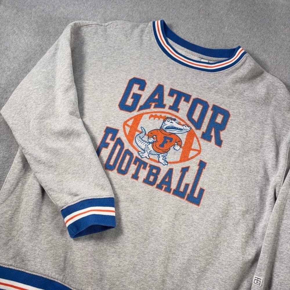 Tailgate Florida Gators Sweatshirt Men M Gray Heathered Football Graphic Crew